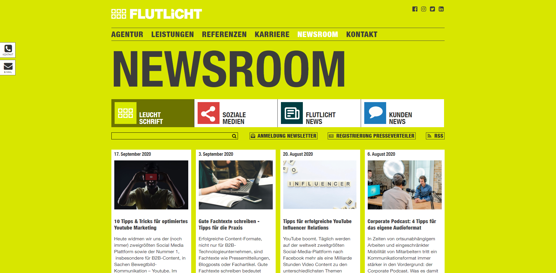 Flutlicht Newsroom 